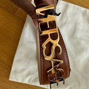 Versace Thin Logo Belt - Brown - Size 105